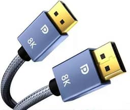 Cabo DisplayPort 8K 1.4, 32.4Gbps, 8K@60Hz, 4K@144Hz, 2K@165Hz, 1080P@240Hz, Blindado, DP para DP, Displayport para Displayport, Gamer, Ultra Resistente, Placa Vídeo