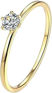 Anel Solitário Banhado a Ouro 18k com Pedra de Zirconia Casamento Noivado Exclusivo