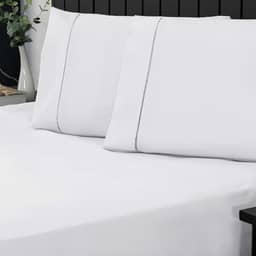 Jogo de Cama Casal Percal 400 Fios Ponto Palito 03 Peças, Antiácaro, Anti-pilling com Toque Macio - Branco