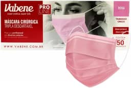 MASCARA CIRURGICA TRIPLA COM FILTRO ROSA 50 UN VABENE