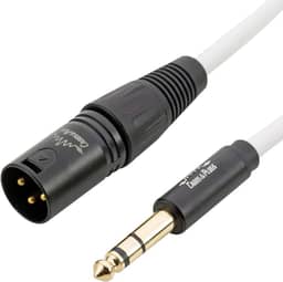 Cabo P10 Stereo TRS - XLR Macho fio branco, marca Cabos & Plugs cobre OFC conector banhado a ouro, para instrumentos musicais (1UN, 150cm)