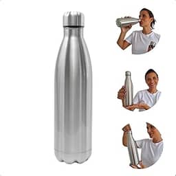 Garrafa Térmica Portátil Inox Parede Dupla Prata 500ml Frio 24h Quente 12h