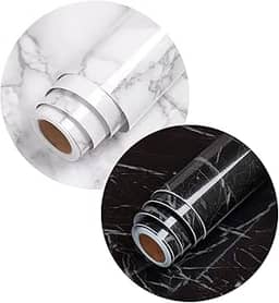 Papel de Parede 5 METROS x 60CM Adesivo Autocolante Marmore brilhante Envelopamento Mesa Vidro Moveis (Branco)