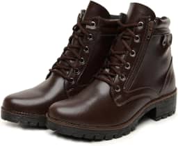 Bota Coturno Feminina Cano Curto 11715 | Casual, Confortável e Elegante | Couro Sintético com Salto e Sola Tratorada