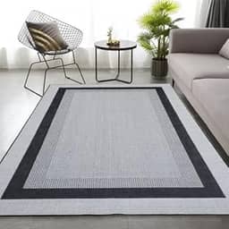 Tapete Para Sala Quarto Sisal 2,00 x 2,50 Cinza Preto Sem Pelo Lancer