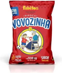 Vovozinha Pipoca Doce Tradicional, Sabor Original, Salgadinho de Milho, Vermelho, 10x60g