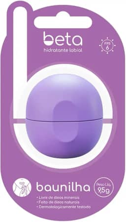 BETA Hidratante Labial BAUNILHA 9,5g - Hidratação profunda para seus lábios, com aroma de Baunilha, feito com ingredientes naturais, com fator de proteção solar, design prático e sofisticado