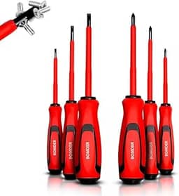 Kit Chave Fenda Magnetica 6 Peças Jogo Chave Isolada Philips Fenda Conjunto de Chave Estrela com Cabo Emborrachado Eletricista Chave de Fenda Philips Linha Premium