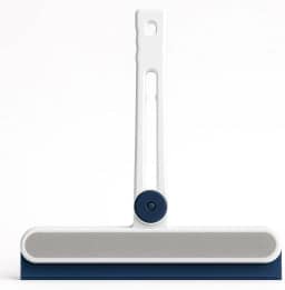 Rodo Limpa Vidros Multiuso com Cabo Dobrável e Esponja Traseira | Para Janelas, Box, Carro e Pias | Silicone Flexível | Limpeza Sem Marcas | Portátil e Prático para o Dia a Dia (Azul)