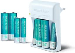 Carregador de Pilhas Multi AA/AAA Bivolt, Leve e Portátil com 8 Pilhas AA 2500mAh Incluídas - CB093