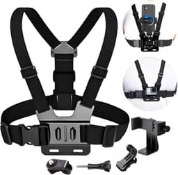 Suporte de Peitoral Para Celular E Câmera Esportiva Gopro Ajustável 360°, Colete Para Vídeo e Filmagem Esportiva Moto Bike Corrida, Camera Ação Confortável, Mãos Livres - Premium