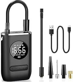 Mini Calibrador Compressor Portátil De Ar Digital, Recarregável USB Com Lanterna, Ideal Para Encher Pneus De Carro, Bicicleta, Bolas, Brinquedos Inflavéis Com Power Bank Embutida FONSES