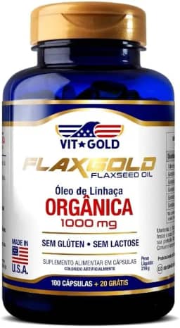 Óleo De Linhaça Flaxgold 1000mg Vitgold 100 cápsulas