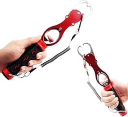 ALICATE CONTENÇÃO BOGA GRIP PEGA PEIXE VERMELHO COM PINÇA BALANÇA 18KG