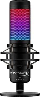 Microfone Condensador HyperX QuadCast S – RGB Personalizável, Toque para Silenciar, Antivibração, Filtro Pop, 4 Padrões Polares, USB, para Streaming e Criação de Conteúdo, Preto (4P5P7AA)
