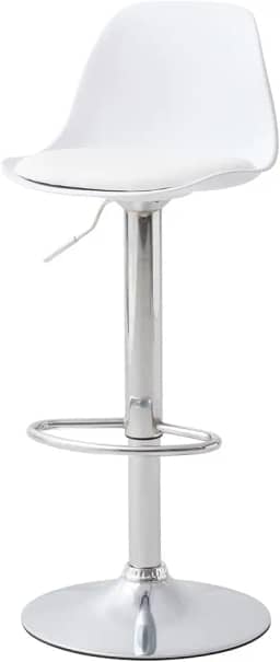 Banqueta Alta Giratória Branca com Encosto e Regulagem de Altura Conthey