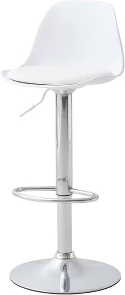 Banqueta Alta Giratória Branca com Encosto e Regulagem de Altura Conthey