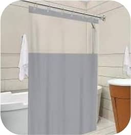 Cortina Box Para Banheiro Com Visor 100% PVC 1,38m X 1,98m - Cor Cinza