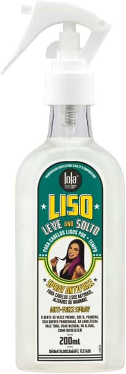 Liso Leve e Solto Spray Antifrizz 200ml , Lola Cosmetics