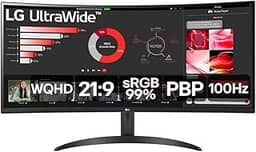 Monitor LG 34' 100Hz 5ms UltraWide Curvo 34WR50QC-B.AWZM