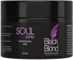 Máscara Matizadora Black Blond Para Loiras e Grisalhos Desamareladora Soul Care Profissional 300g | Máscara Matizadora Preto Black Blond Platinado Para Loira 250g