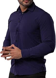Camisa Social Masculina Slim Não Amassa Manga Longa com Elastano Tech