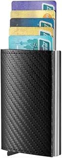 Carteira masculina com clipe para dinheiro e fibra RFID e compartimento para dinheiro, A-carbon Leather, S