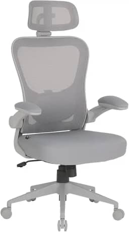 Cadeira de Escritório Ergonômica, DT3 Vita com apoio de cabeça 3D, Apoio Lombar Ajustável, Mesh Spandex Respirável + Tecido Softex Espuma Injetada, Certificada NR-17, Cadeira Giratória (Grey Frame)