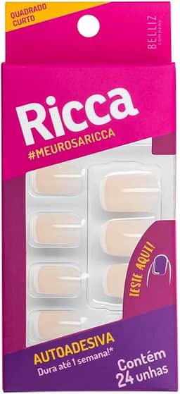 Ricca Unhas Autoadesivas Francesinha Nude
