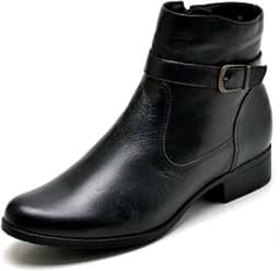 Bota Cano Baixo de Couro Legitimo Preto