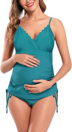 Roupa de banho feminina com laço lateral triangular, roupa de banho para gestantes