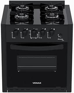 Fogao de Embutir 4 Bocas Venax Picasso Line Preto Fosco Gas Glp