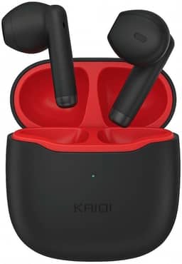 Fone de Ouvido Sem Fio Bluetooth Kaidi KD-771, Som Estéreo, Case Recarregável, Preto com Vermelho – Ideal para Música, Chamadas e Esportes Compatível Todos Celulares Com Microfone e Redução de Ruído