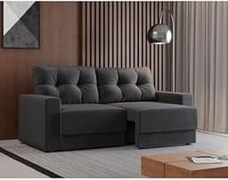 Sofá 3 Lugares Retrátil Lubeck Suede Grafite 140 cm