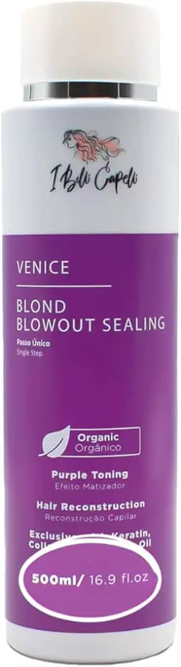 I Belli Capelli Tratamento de queratina orgânica Venice, sem formaldeído, tratamento de cabelo orgânico reconstrutivo, alisamento em 1 passo para cabelos loiros e tingidos - progressiva, 500 ml