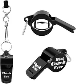 MXXGMYJ Apito de treinador esportivo com cordão, presentes de agradecimento para treinadores, apitos pretos de árbitro alto para homens, acessórios de treinamento