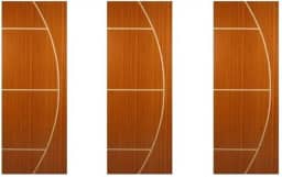 Kit com 3 Folhas de Porta Madeira Decorada 210x80cm Espessura 3,5cm Gaúcha Mogno