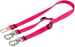 Basic Pet Cinto De Segurança Pet Duplo Universal Cachorro Gato Cães Gatos Carro Coleira Adaptador Ajustável (Rosa)