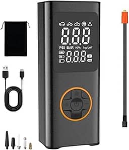 Bomba Ar Portátil Calibrador Encher Pneu Carro Bike Moto USB/C Mini Compressor