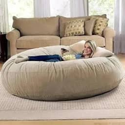 Puff Gigante 1,40m - Capa Decorativa de Suede ou Couro Sintético, Conforto Extremo e Estilo Vibrante(BEGE)