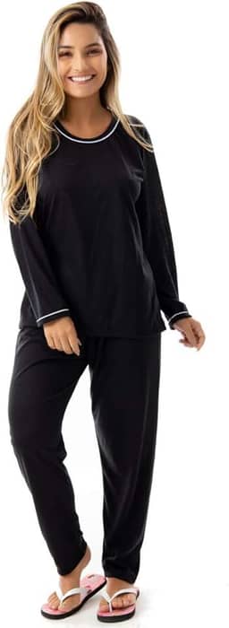 Pijama Confortavel Longo em Malha Suave Lisa | Feminino 177