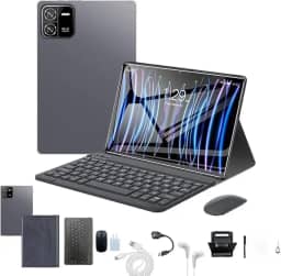 3 em 1 Tablet, com Capa/Teclado/Mouse, 10.1 Polegada,12GB RAM+512GB ROM, Câmera de 16MP + 32MP, Android 13, 8000mAh, Versão WiFi