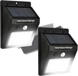 Kit 2 Luminária Solar Led Arandela com Sensor de Presença Automático Luz Externa de Parede Jardim Resistente a Água