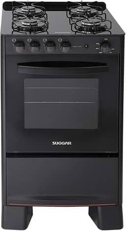 Fogão Suggar Cook Glass 4 Queimadores Mesa Vidro Preto Bivolt FGVCG410PT