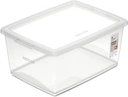 Ordene - Caixa Organizadora Plástica de 15 Litros com Tampa, Cor Cristal, Linha My Closet