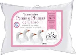 Travesseiro 95% Pena de Ganso e 5% Pluma de Ganso Natural - 50 cm X 70 cm Conforto