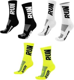 Kit 03 Pares Meia Corrida Hupi Run Preto Branco e Amarelo