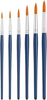 Kit com 6 Pincéis Artísticos de Ponta Fina – Para Aquarela, Acrílica, Óleo, Guache e Artesanato – Uso Semi-Profissional e Escolar – Detalhes e Contornos