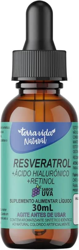 Resveratrol + Ácido Hialurônico + Retinol, Sabor Uva, 30ml