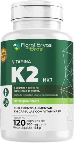 Vitamina K2 MK7-120 Cápsulas 500mg Floral Ervas do Brasil